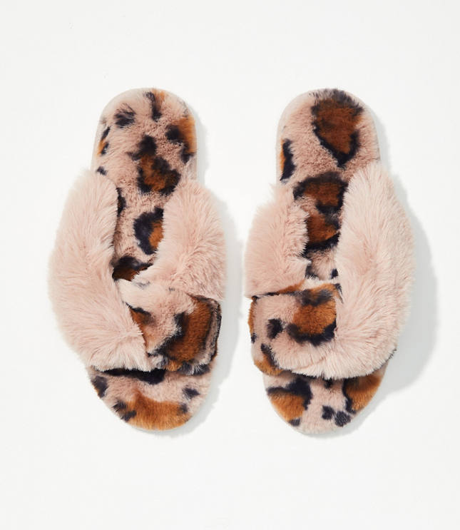 loft faux fur slide slippers