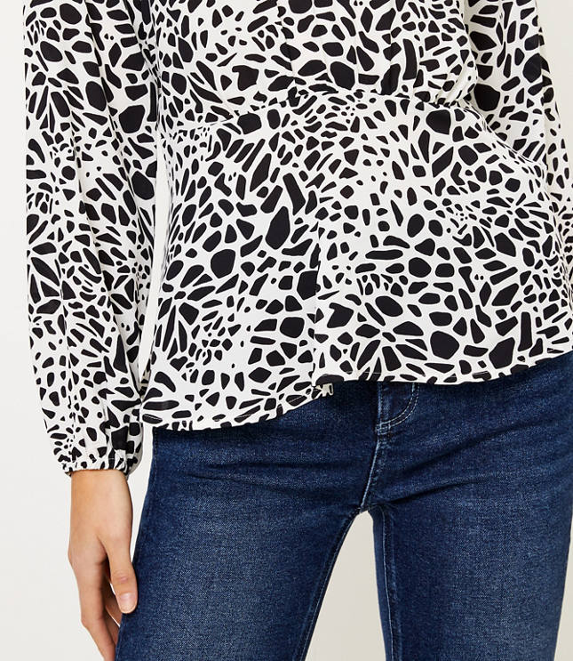 Animal Print Peplum Blouse