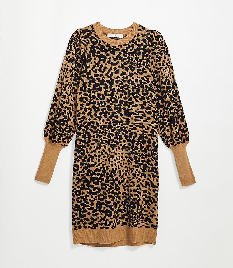 LOFT Plus Animal Jacquard Sweater Dress image number 0