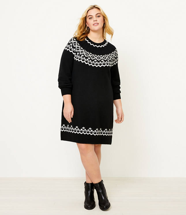 LOFT Plus Fair Isle Sweater Dress