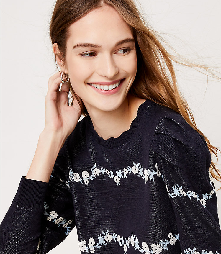 Floral Puff Sleeve Sweater image number 1