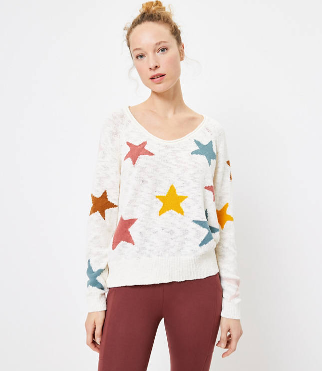 Loft Lou & Grey Star Stripe Mock Neck Sweater