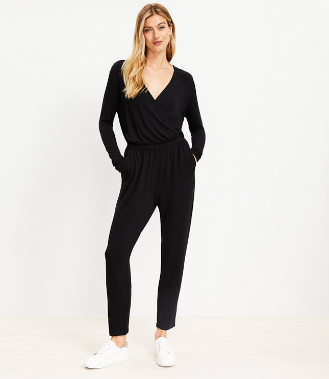 Dotted Foliage Halter Jumpsuit - Black