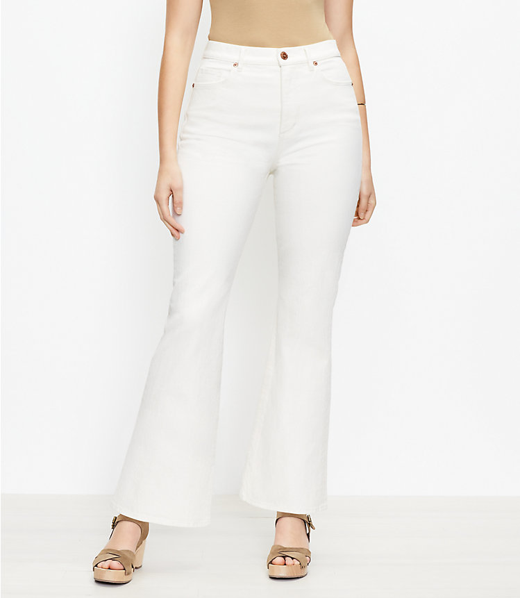 High Rise Sandal Flare Jeans in Natural White image number null