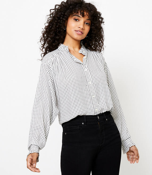 striped ruffle shirt