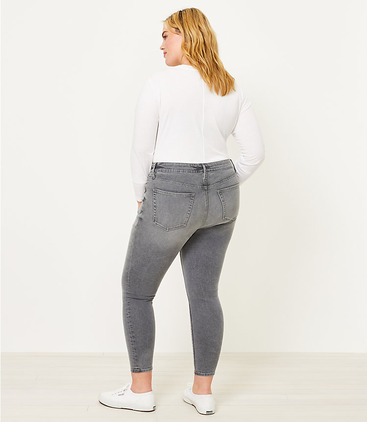 LOFT Plus High Rise Skinny Jeans in Silver Grey Wash image number 2