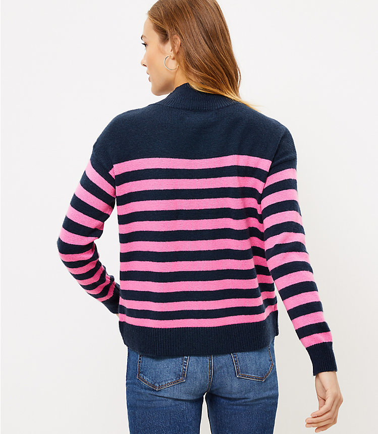 Petite Striped Shoulder Button Sweater image number 2