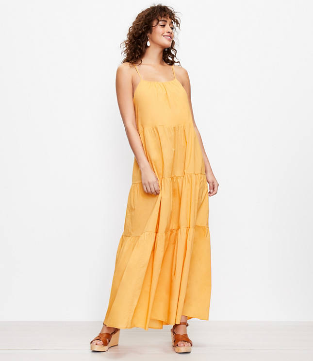 Loft LOFT Beach Tie Back Tiered Maxi Dress