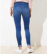 Curvy Chewed Hem Slim Pocket Skinny Crop Jeans in Mid Indigo Wash carousel Product Image 3