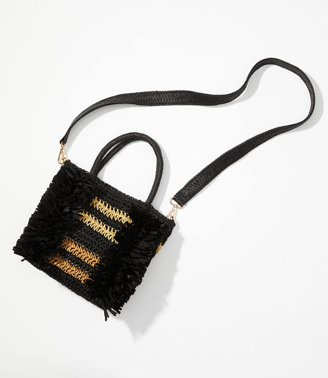 Fringe Straw Crossbody Bag