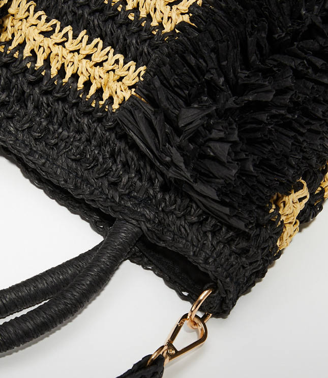 Fringe Straw Crossbody Bag