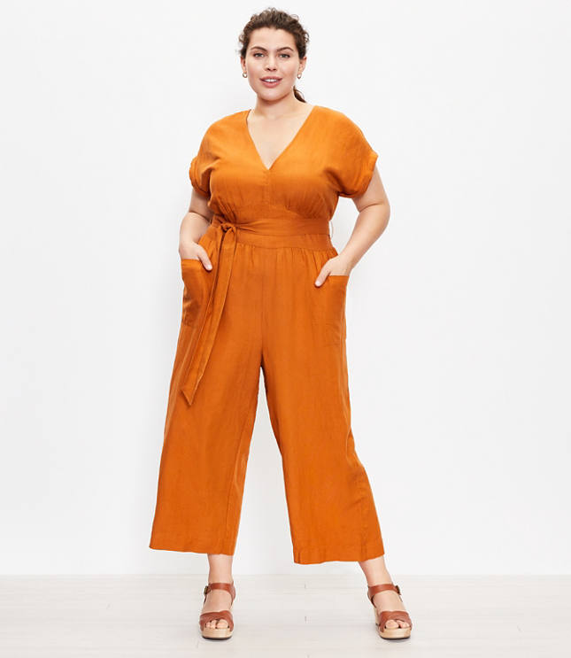 LOFT Plus LOFT Beach Tie Back V-Neck Jumpsuit