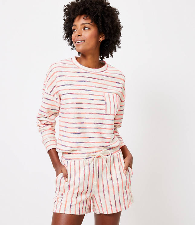 Lou & Grey Neon Striped Terry Pocket Top