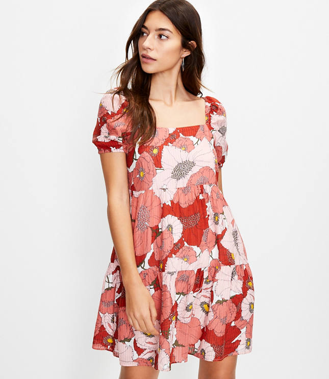 tall poppy square neck puff sleeve dress