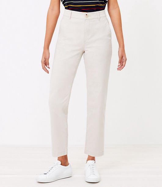 Loft Curvy Perfect Straight Pants in Washed Twill