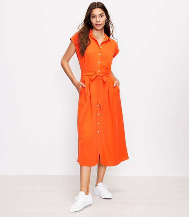 Loft Belted Pocket Midi Shirtdress