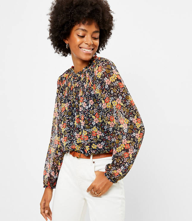 Floral Smocked Yoke Blouse