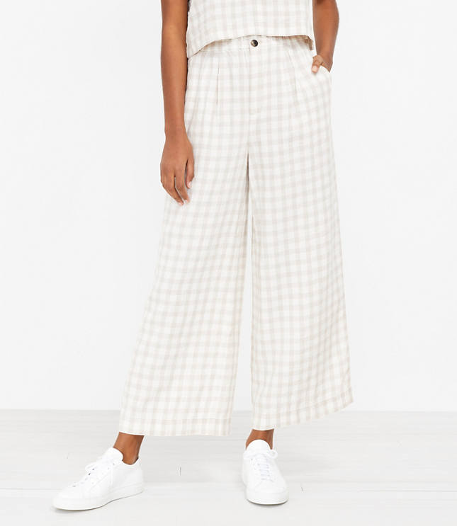 Lou & Grey Gingham Linen Wide Leg Pants