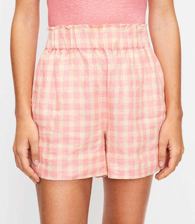 Lou & Grey Gingham Linen Shorts