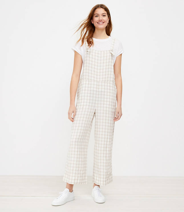 Lou & Grey Gingham Linen Overalls