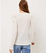 Floral Lace Pleated Puff Sleeve Top  carousel Product Image 3