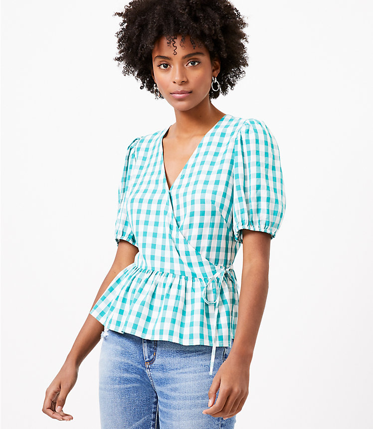 Gingham Wrap Blouse image number 0