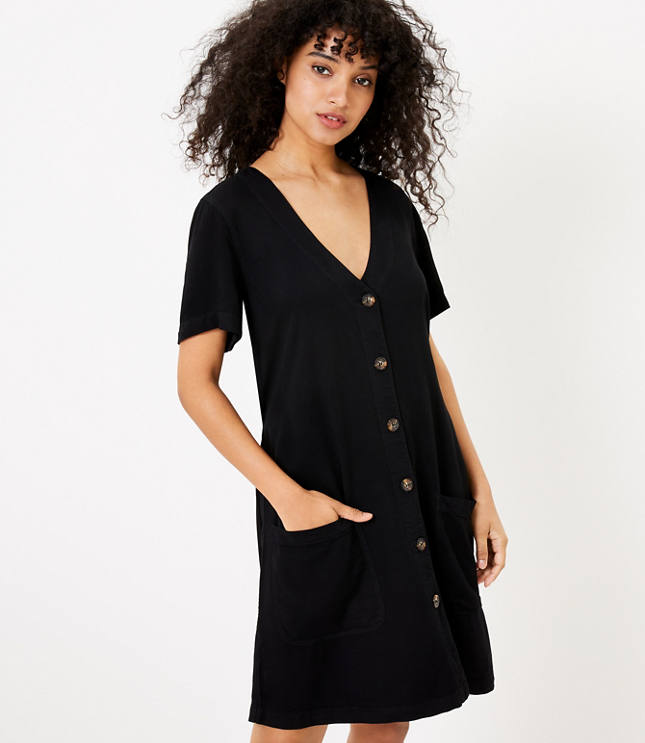Lou & Grey Fluid Twill Pocket Shirtdress