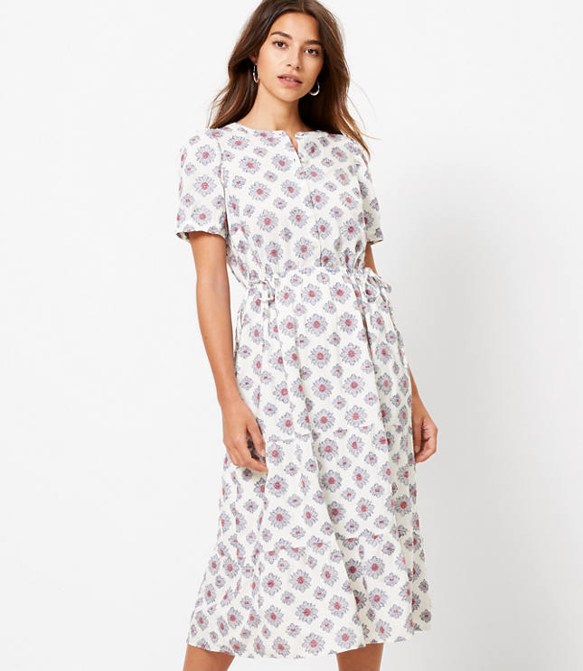 Loft Medallion Side Tie Midi Dress