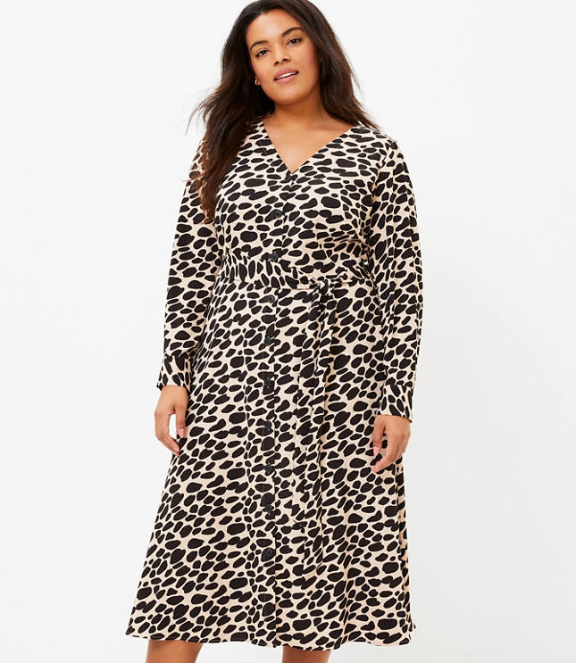 Loft LOFT Plus Cheetah Print Midi Shirtdress