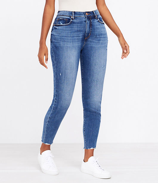 Loft The Curvy Fresh Cut High Waist Skinny Ankle Jean in Authentic Mid Vintage Wash