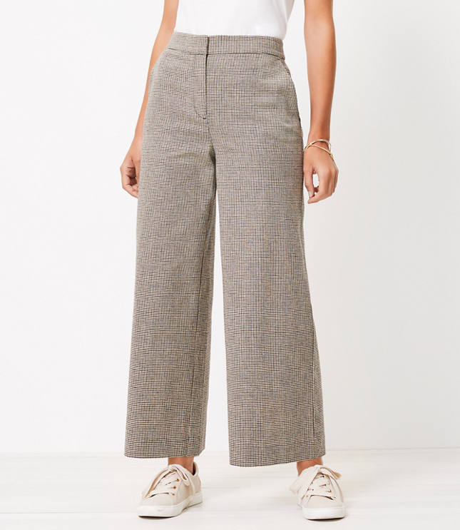 Wide Leg Crop Pants in Houndstooth | LOFT