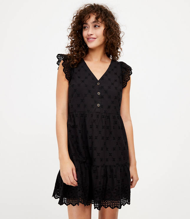 Eyelet Tiered Swing Dress