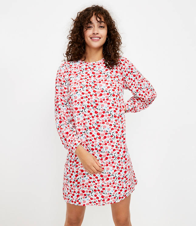 Cherry Balloon Sleeve Swing Dress LOFT & Cash Back