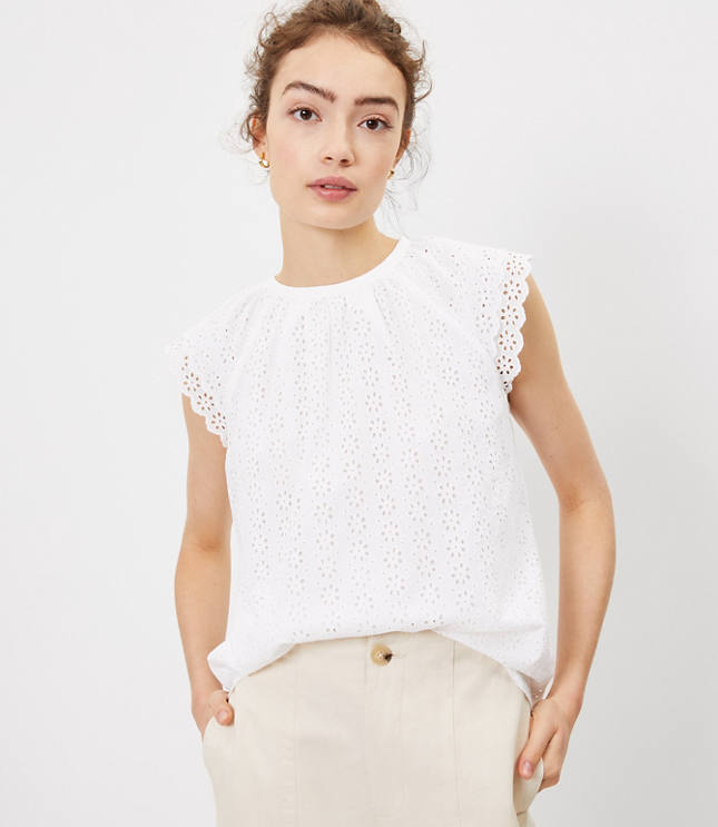 loft white lace top