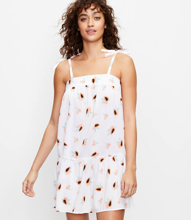 Loft LOFT Beach Papaya Tie Strap Swing Dress