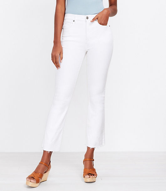 Loft Petite Fresh Cut High Rise Kick Crop Jeans in White