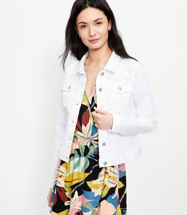 Loft Petite Denim Trucker Jacket in White