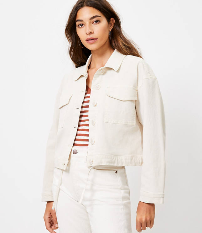 Loft Petite Drawstring Hem Denim Jacket