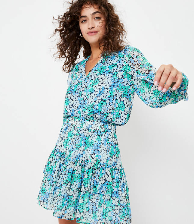 Loft Petite Garden Ruffle Sleeve Blouse