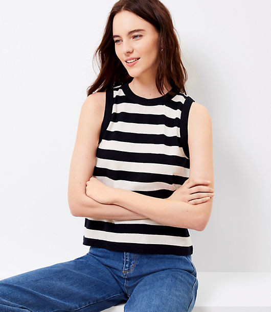 Loft Striped Relaxed Crew Neck Tank