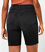 Curvy Fresh Cut Denim Bike Shorts in Black carousel Product Image 2