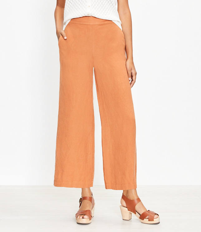 Wide Leg Crop Pants in Linen Blend