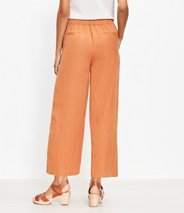 Wide Leg Crop Pants in Linen Blend