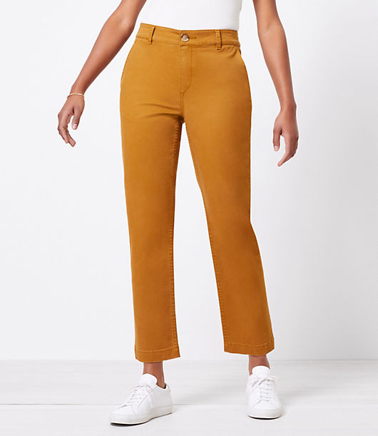 Loft Petite Curvy Perfect Straight Pants in Washed Twill