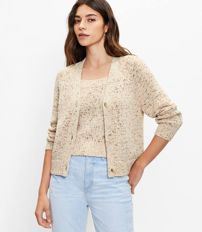 Loft Marled Cropped Cardigan
