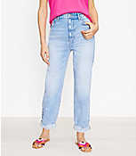 Destructed High Rise Boyfriend Jeans in Bleached Wash carousel Product Image 1