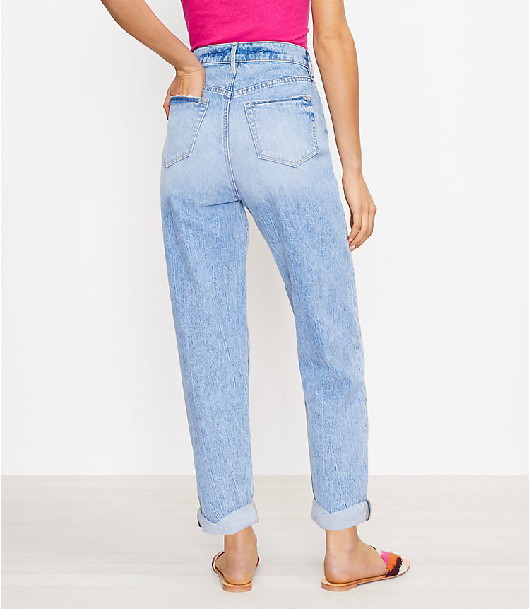 Destructed High Rise Boyfriend Jeans in Bleached Wash image number 2