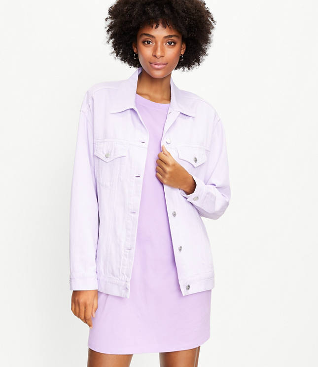 Loft Denim Trucker Jacket in Wild Lilac