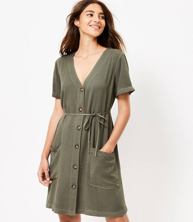 Petite Lou & Grey Fluid Twill Pocket Shirtdress