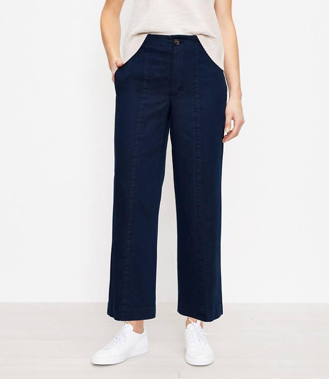 petite wide leg leather trousers